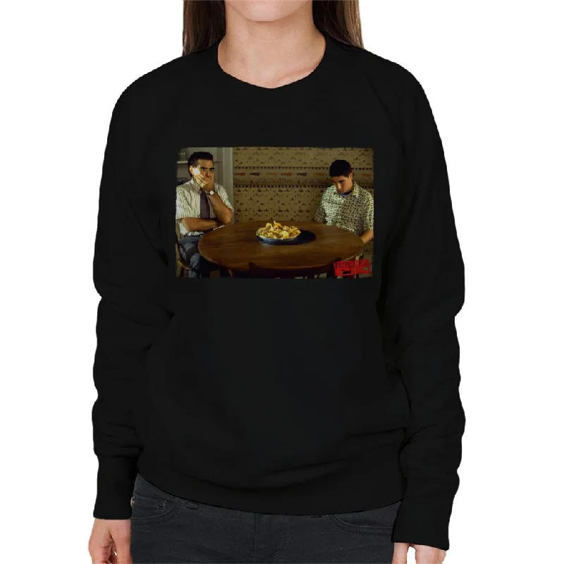 American Pie On The Table Women's Sweatshirt Hoodie with Snap Buttons Easy Quick