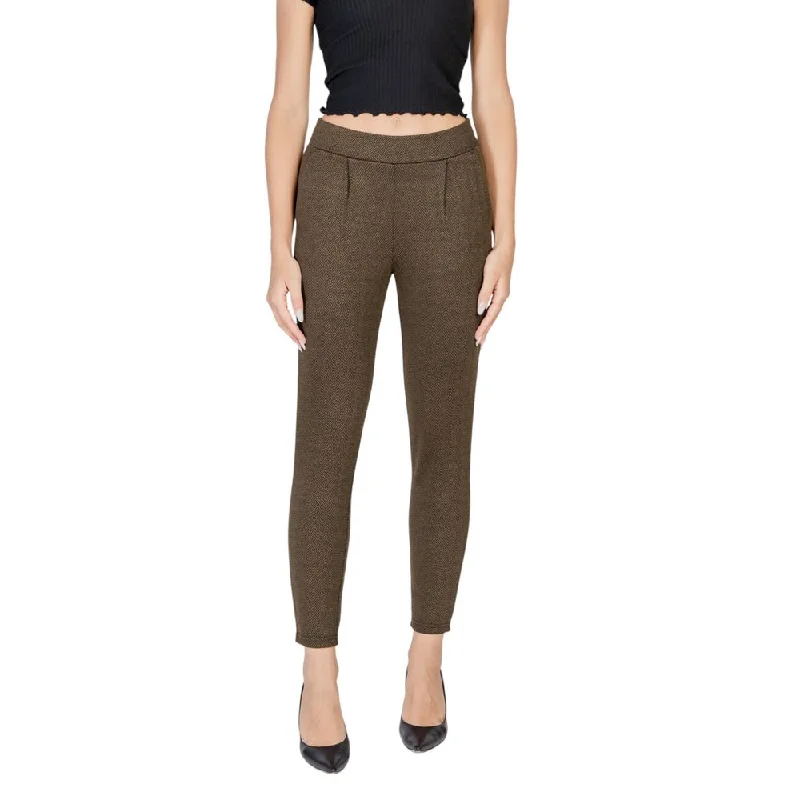 ICHI  Polyester Jeans & Women's Pant Fashionable Raw Hem Bootcut Jeans