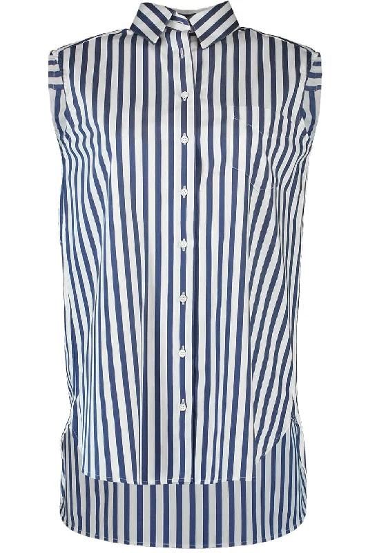 Sleeveless Blouse With Stripes Chic Off-Shoulder Blouse