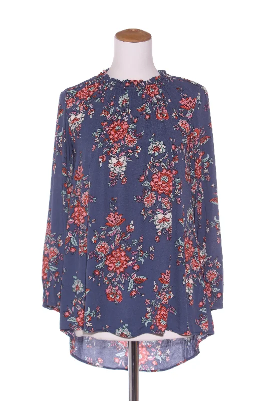 BOHO - Floral print gathered neck blouse! 10 Short Sleeve Blouse