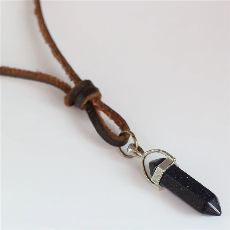 Hot Brown Genuine Top Leather Rope Sweater Chain Blue Sand Stone Pillar Pendant Necklace Men Women Homme Male Cowboy Jewelry Nylon Fabric Polyester Fabric Spandex Fabric Hot Brown Genuine Top Leather Rope Sweater Chain Blue Sand Stone Pillar Pendant Necklace Men Women Homme Male Cowboy Jewelry Nylon Fabric Polyester Fabric Spandex Fabric