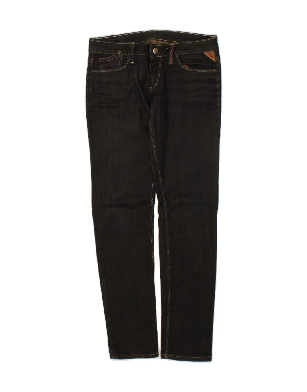 REPLAY Womens Slim Jeans W26 L30 Black Cotton Stylish High-Waisted Denim