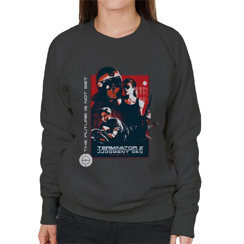 Terminator 2 Judgement Day The Future Is Not Set Women's Sweatshirt Hoodie with Magnetic Closure Innovative Modern Terminator 2 Judgement Day The Future Is Not Set Women's Sweatshirt Hoodie with Magnetic Closure Innovative Modern