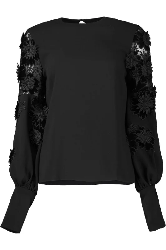 Velvet Guipure Inset Sleeve Blouse Relaxed Fit Blouse