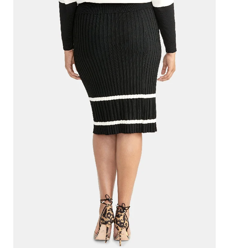 Rachel Rachel Roy Trendy Plus Size Ribbed Pencil Sweater Skirt Notch Collar Peter Pan Collar Cowl Neck