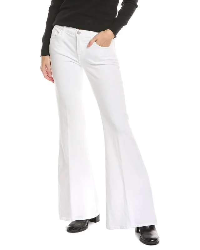 7 For All Mankind Brilliant White Low-Rise Flare Jean Stylish Paperbag Waist Denim