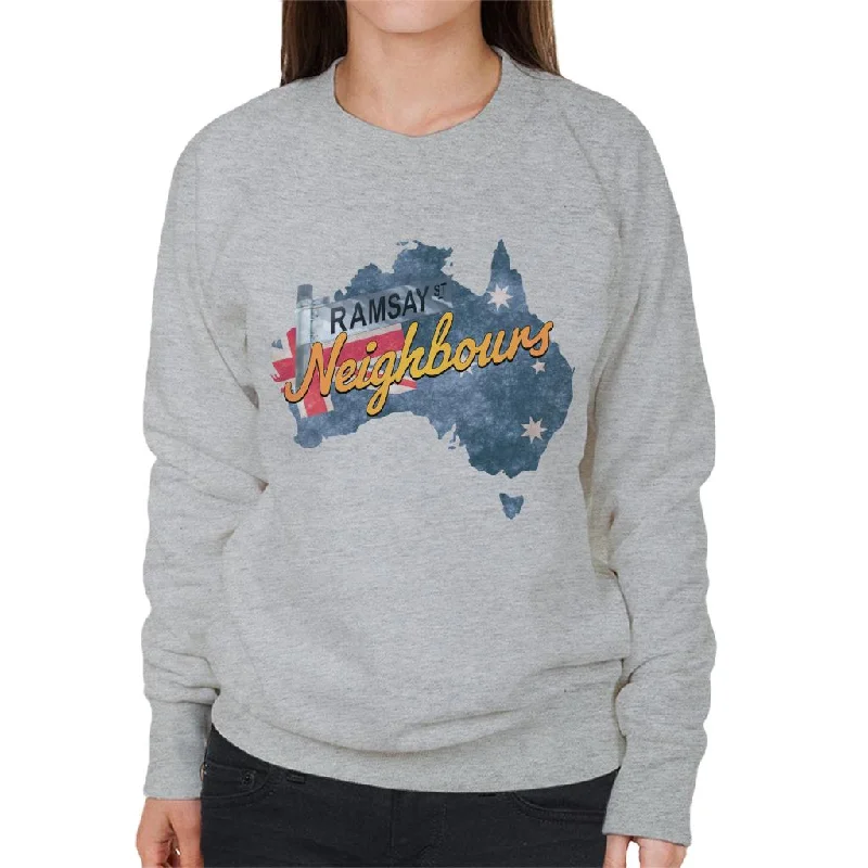 Neighbours Ramsay St Australian Flag Women's Sweatshirt Hoodie with Metallic Shiny Futuristic Neighbours Ramsay St Australian Flag Women's Sweatshirt Hoodie with Metallic Shiny Futuristic