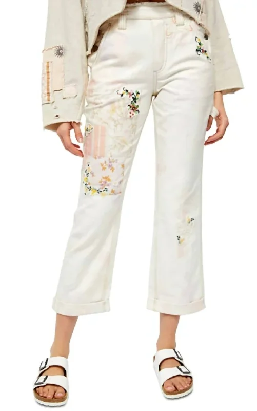 Love Alive Boyfriend Jeans In White Stylish Paperbag Waist Denim
