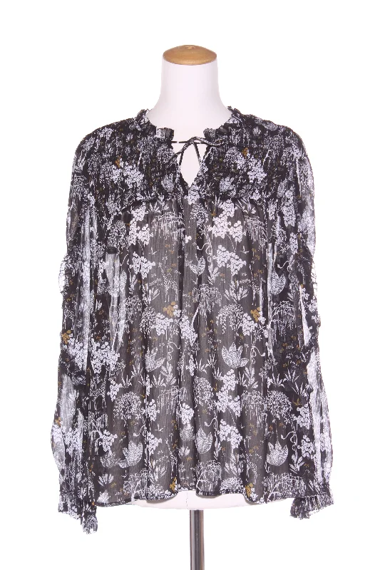 STATE OF PLAY - Safari print shirred blouse! 16 Sheer Mesh Blouse