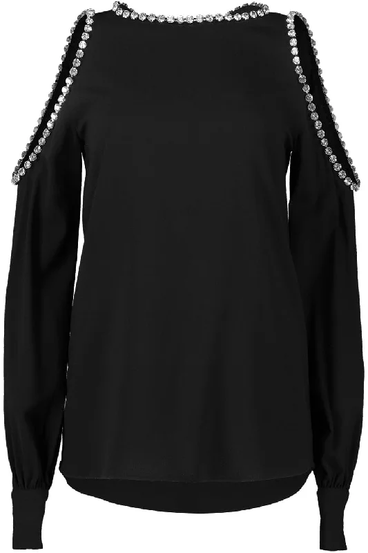 Light Crepe Blouse Sheer Sleeve Blouse