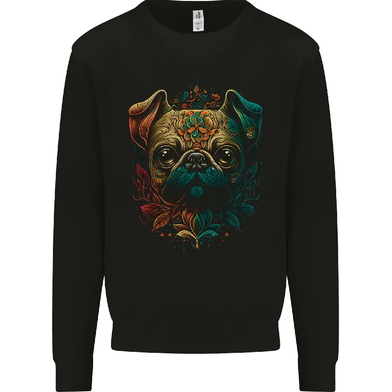 A Cool Pug Dog Mens Sweatshirt Jumper Hoodie with Drop Shoulder Relaxed Streetwear