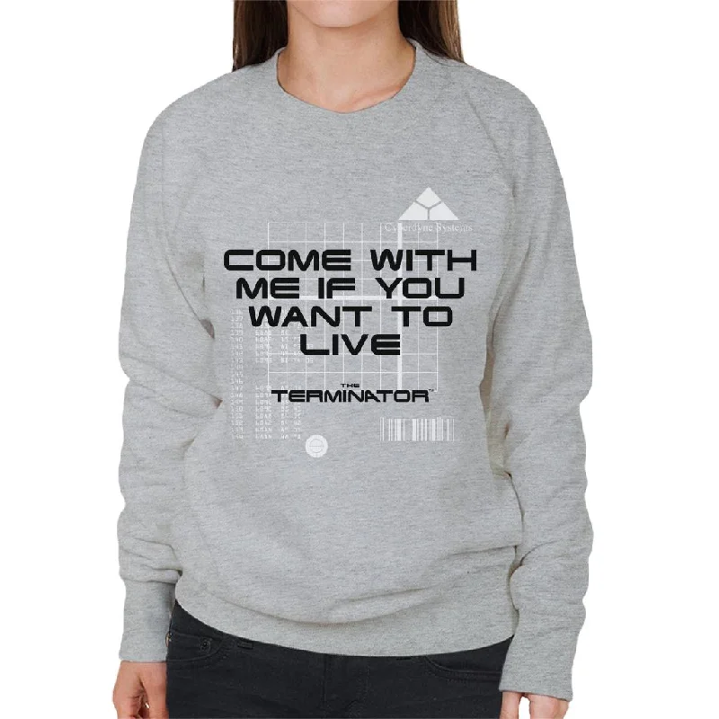 Terminator Come With Me If You Want To Live Women's Sweatshirt Hoodie with Metallic Shiny Futuristic Terminator Come With Me If You Want To Live Women's Sweatshirt Hoodie with Metallic Shiny Futuristic