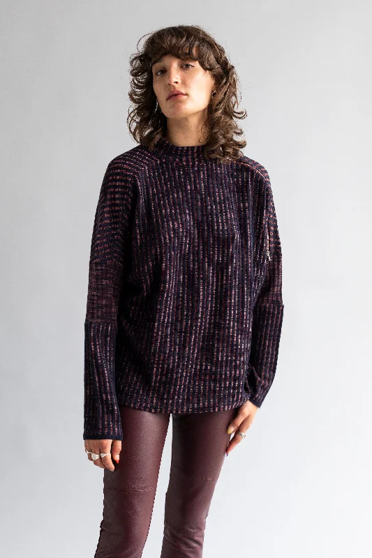 Knit Jumper with Zip Sleeve Detail Terry Blend Velvet Blend Canvas Blend