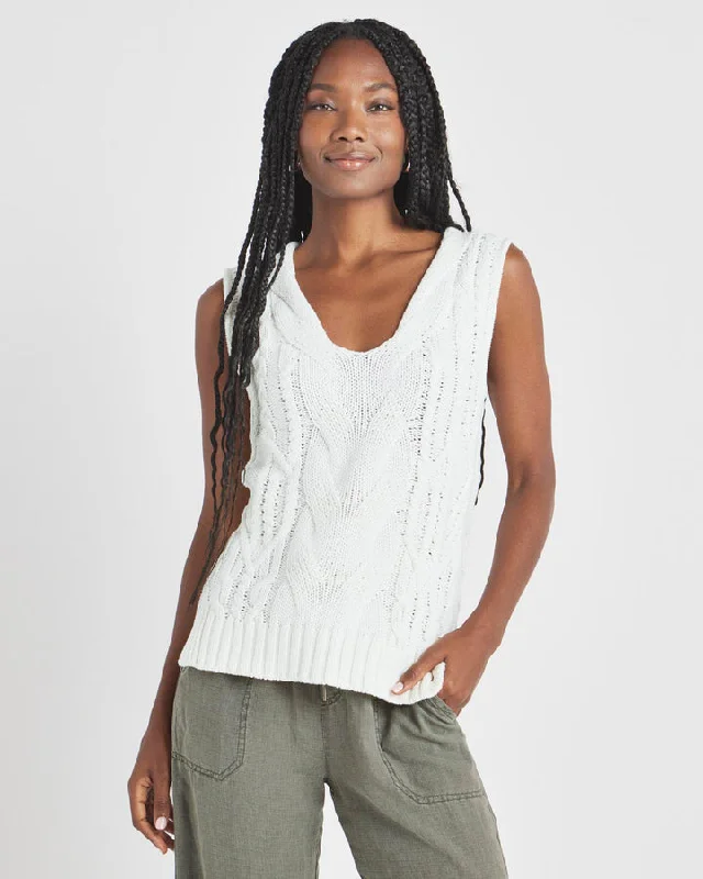 CABLE SWEATER VEST Solid Color Striped Floral Print