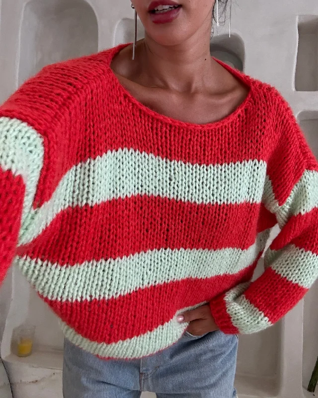 Pre-Order: Red and Green Forget Me Not Jumper Lace Blend Ribbed Blend Corduroy Blend