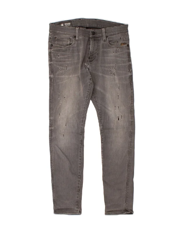 G-STAR Womens Revend Distressed Super Slim Jeans W31 L30 Grey Cotton Comfortable Stretch Fit Jeans