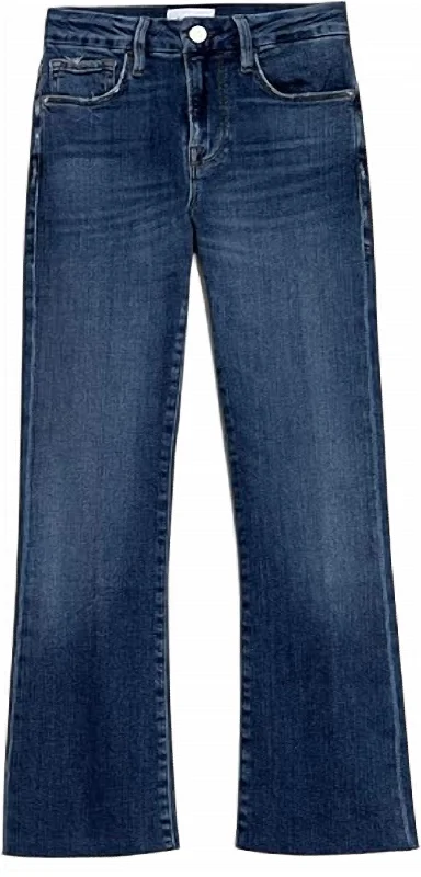 Women's Le Crop Mini Boot Raw Edge Jeans In Crosslane Trendy Bootcut High-Waisted Jeans Women's Le Crop Mini Boot Raw Edge Jeans In Crosslane Trendy Bootcut High-Waisted Jeans