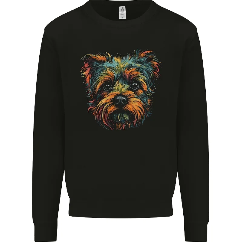 A Cute Yorkshire Terrier Dog Mens Sweatshirt Jumper Hoodie with Stripes Bold Sporty