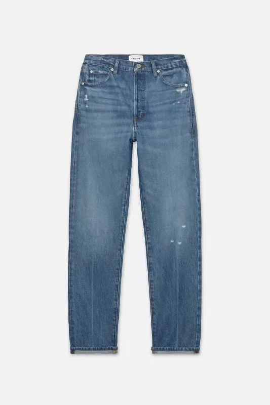 Women's Le Mec Demin Jeans In Mariner Comfortable Drawstring Waist Jeans