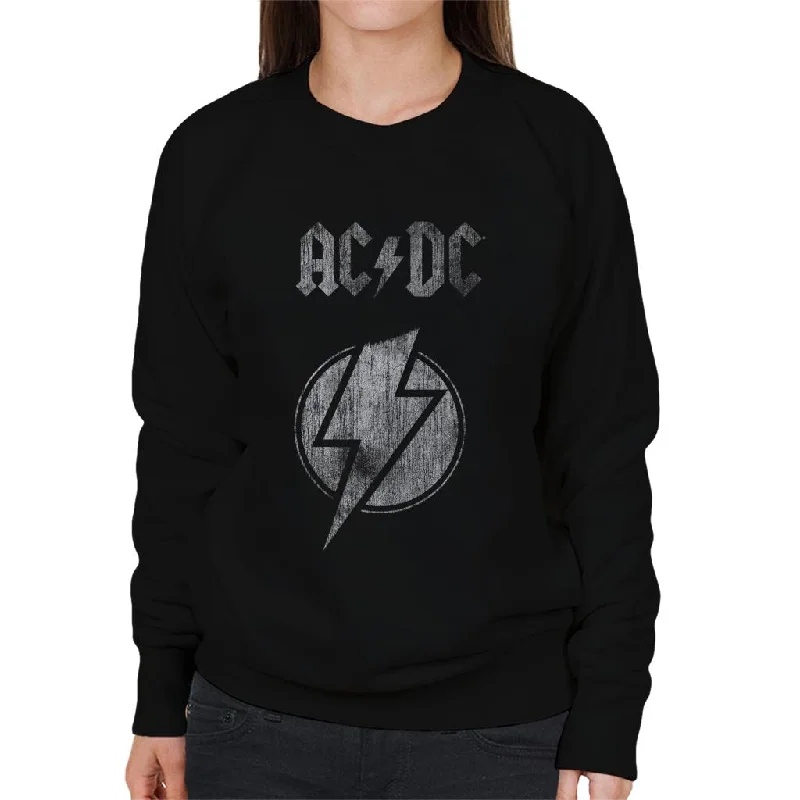 AC/DC Lightning Bolt Women's Sweatshirt Hoodie with Hem Fringe Bohemian Relaxed