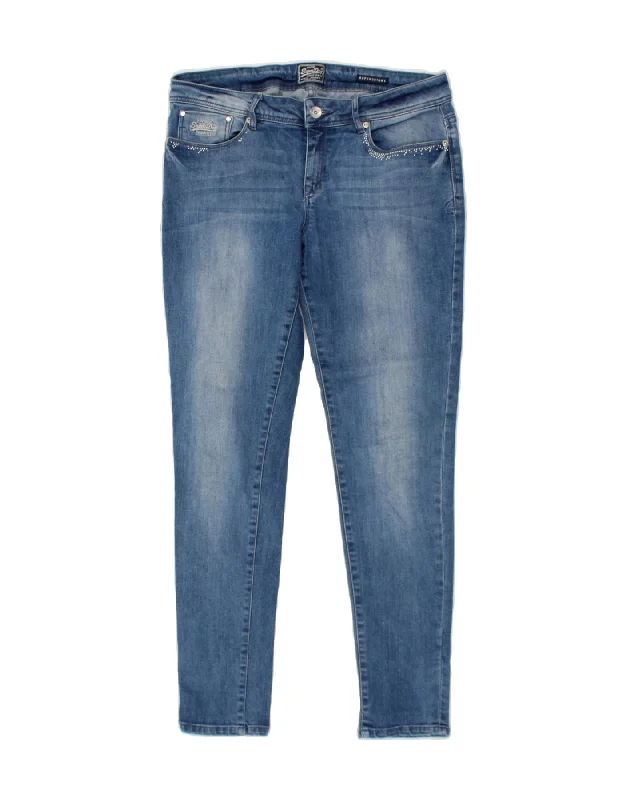 SUPERDRY Womens Super Skinny Jeans W32 L30 Blue Cotton Casual Skinny Fit Jeans