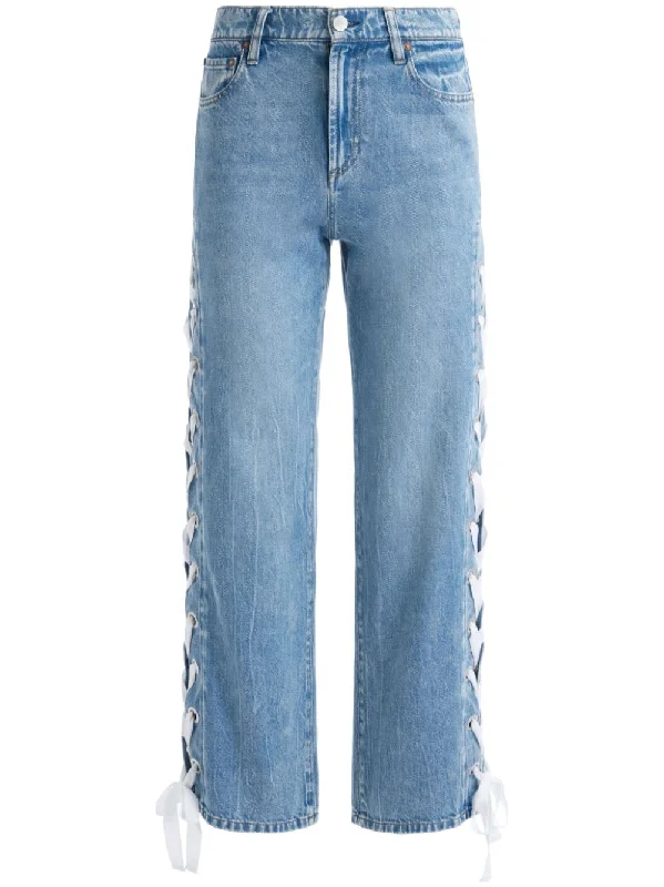 Alice + Olivia Women's Jeans blue Elegant Dark-Wash Bootcut Jeans
