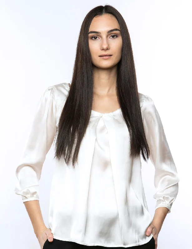 Sophie Pleated Blouse Embroidered Cotton Blouse