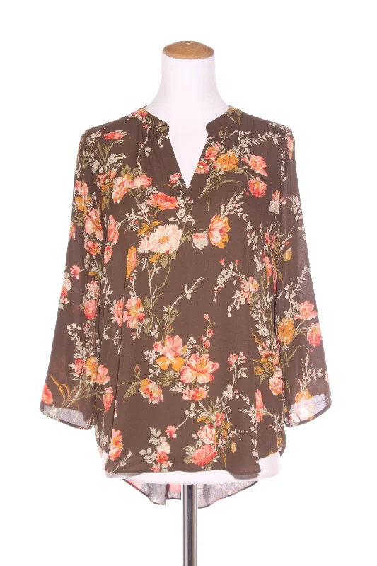 WHISTLE - Khaki floral blouse! 14 Peter Pan Collar Blouse