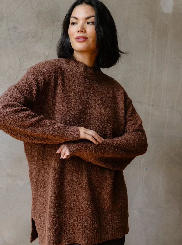 Alexis Boucle Sweater - Mocha Fleece Sweater Nylon Polyester