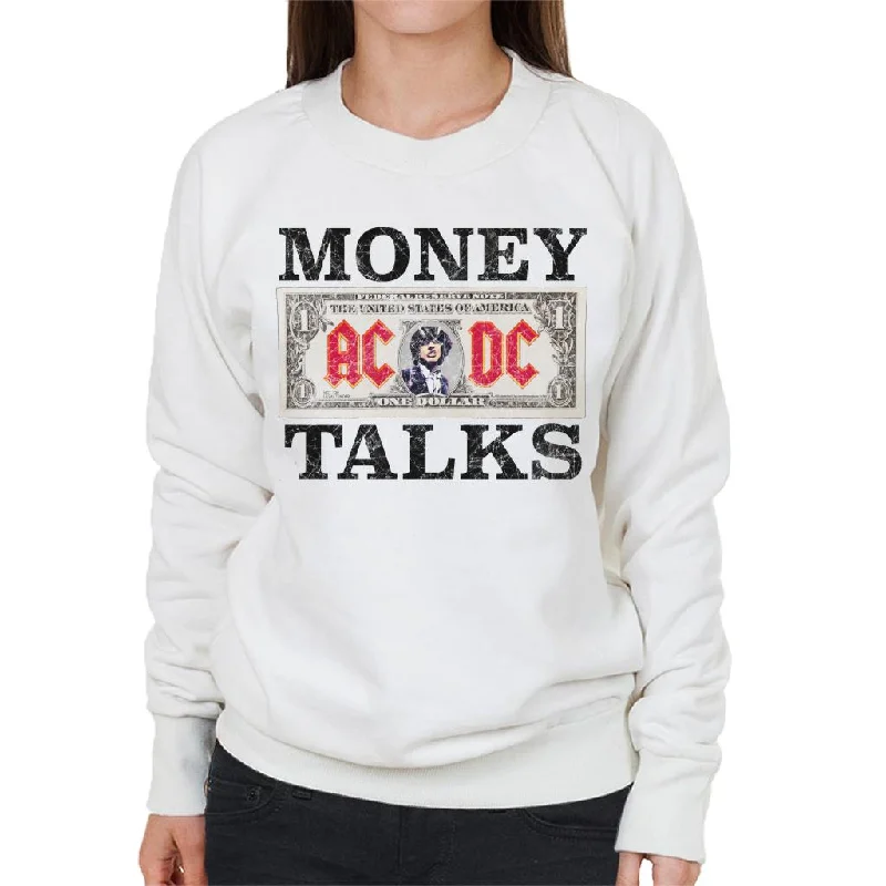 AC/DC Dollar Bill Money Talks Women's Sweatshirt Hoodie with Strings Custom Fit Adjustable AC/DC Dollar Bill Money Talks Women's Sweatshirt Hoodie with Strings Custom Fit Adjustable