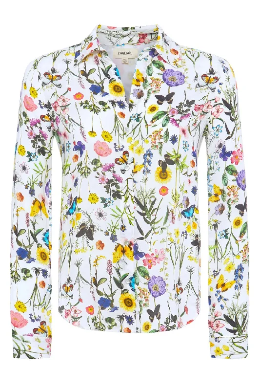 Holly Blouse - White Multi Chic Sleeveless Blouse