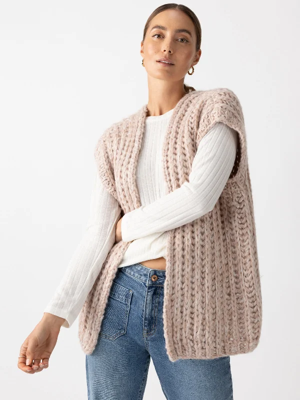 Sanctuary Chunky Sweater Vest Solid Print Embellished