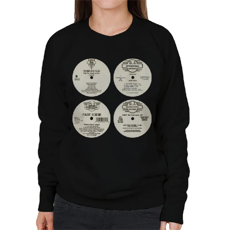 DJ International Classic Records Women's Sweatshirt Hoodie with Cropped Fit Short Trendy DJ International Classic Records Women's Sweatshirt Hoodie with Cropped Fit Short Trendy