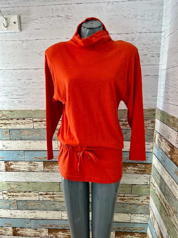90’s Orange Long Turtle Neck With Cinch Strap Sweater by Croquet Club Silk Blend Satin Velvet 90’s Orange Long Turtle Neck With Cinch Strap Sweater by Croquet Club Silk Blend Satin Velvet