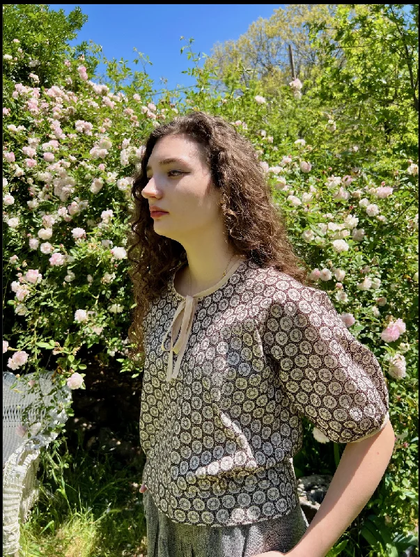 Blouse With Silk Tie - Cream Feminine Ruffle Blouse