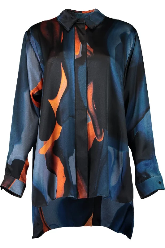 Leonara Oversized Long Sleeve Blouse Frilled Cuff Blouse