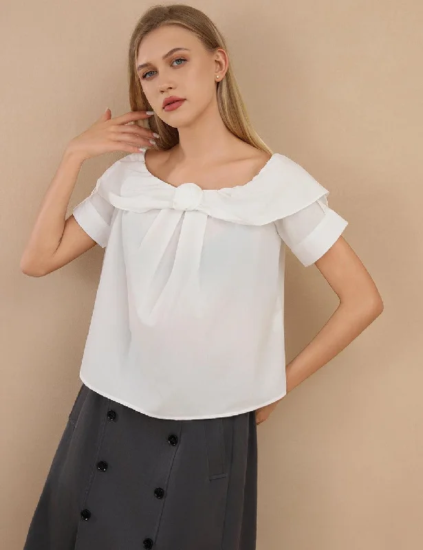 Ladies Off Shoulder Short Sleeves Blouse Top SKT402 Balloon Sleeve Blouse