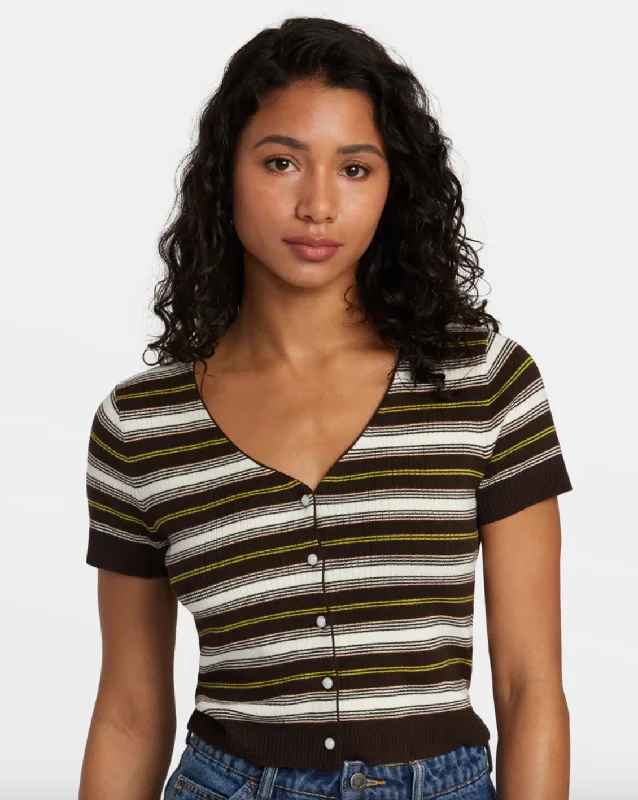 RVCA Womans Taylor Sweater Top Mesh Blend Leather Blend Suede Blend
