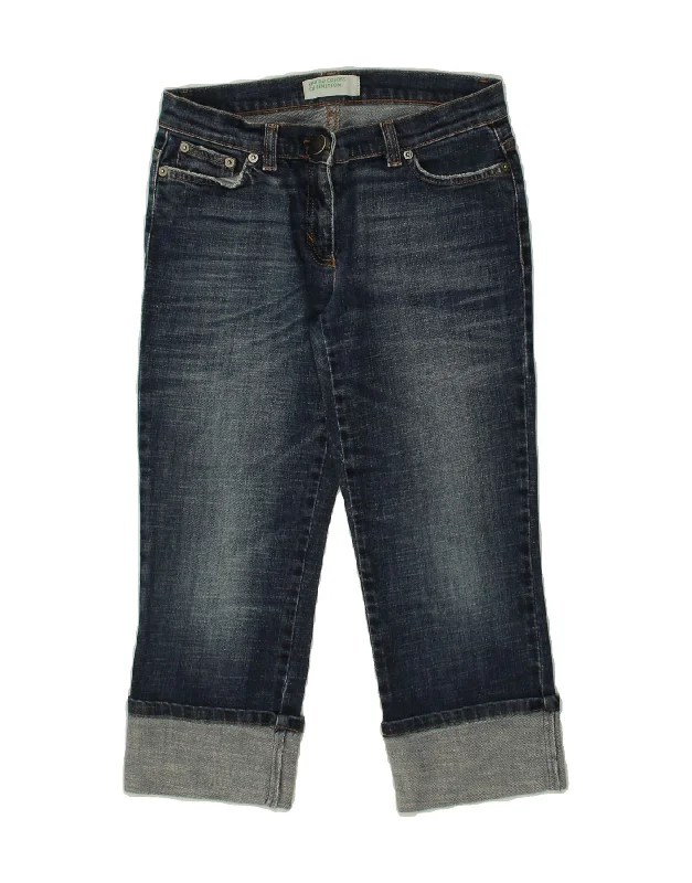 BENETTON Womens Capri Jeans IT 40 Small W27 L20 Blue Cotton Trendy Cut-Off Denim Shorts BENETTON Womens Capri Jeans IT 40 Small W27 L20 Blue Cotton Trendy Cut-Off Denim Shorts