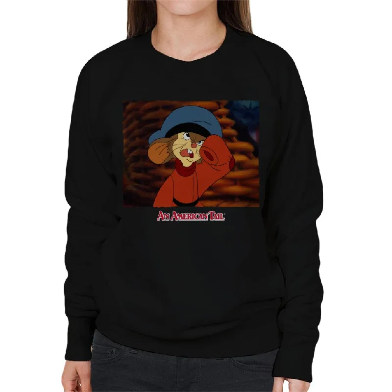 An American Tail Fievel Angry Women's Sweatshirt Hoodie with Snap Buttons Easy Quick An American Tail Fievel Angry Women's Sweatshirt Hoodie with Snap Buttons Easy Quick