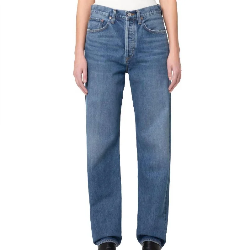 High Rise Relaxed Straight Jeans In Essence Trendy Button-Up High-Waist Jeans