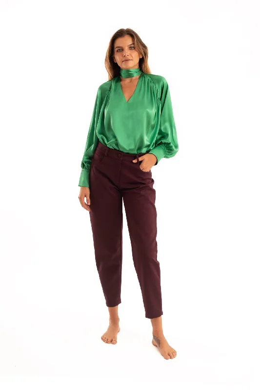 Green Silk Blouse - NOPIN Double-Layered Blouse
