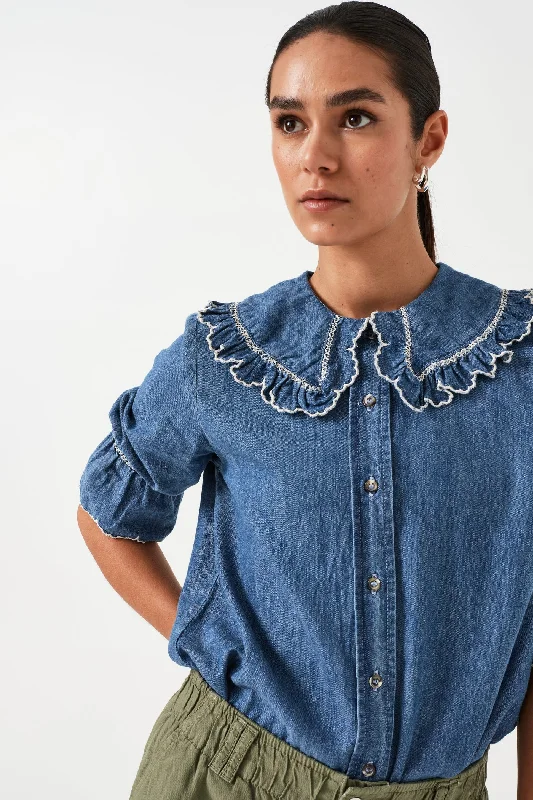 Daisy Blouse Indigo Denim Lightweight Tunic Blouse