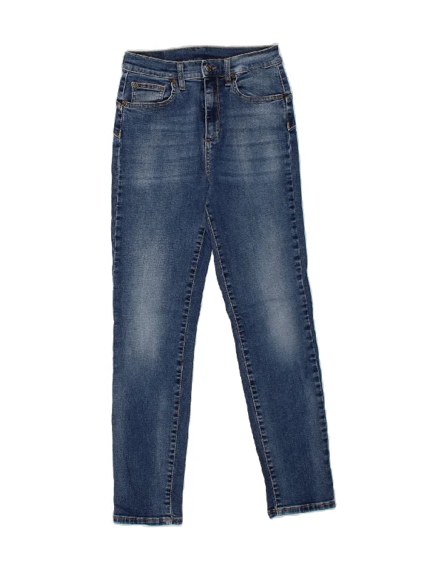 LIU JO Womens Slim Jeans W27 L25 Navy Blue Polyester Fashionable Raw Hemmed Jeans