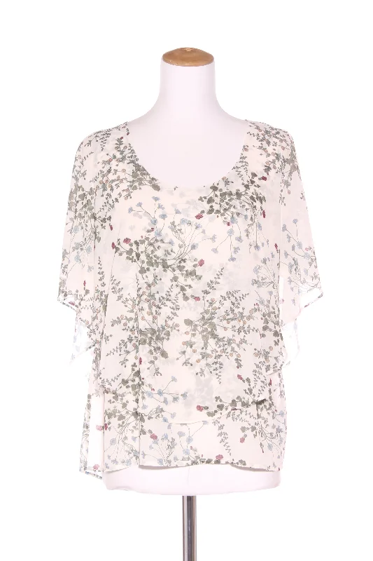 MAX - Cream wildflower print layered blouse! 10 Semi-Sheer Blouse