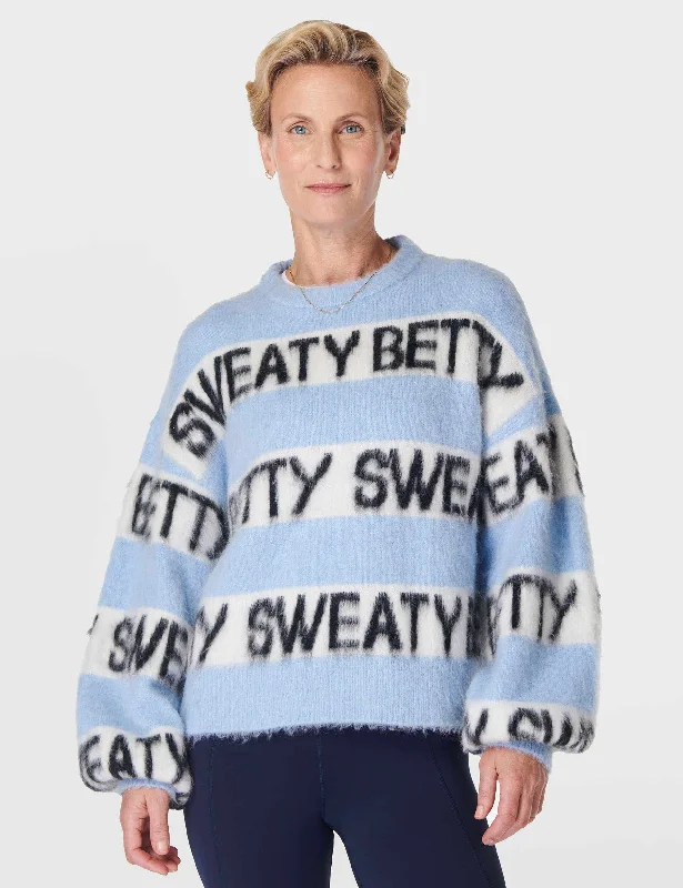 Sweaty Betty Knit Jumper - Breeze Blue High Neck Crew Neck V-Neck