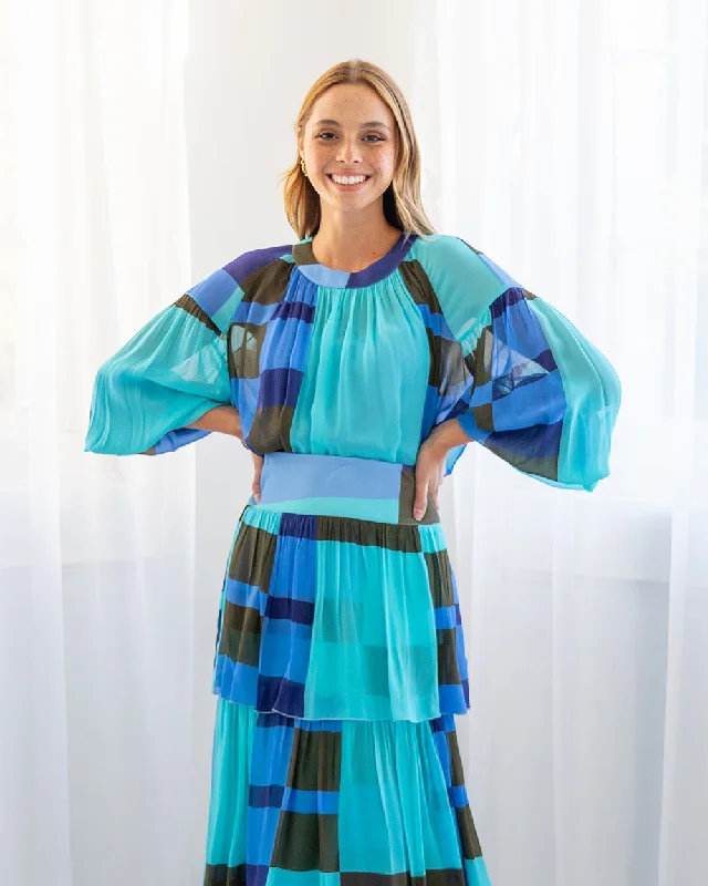 Laurent Blouse - Patchwork Puff Sleeve Blouse