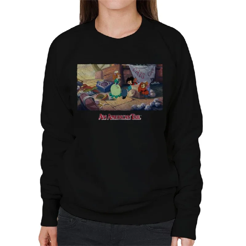 An American Tail Bridget Gives Fievel A Home Women's Sweatshirt Hoodie with Button Classic Timeless