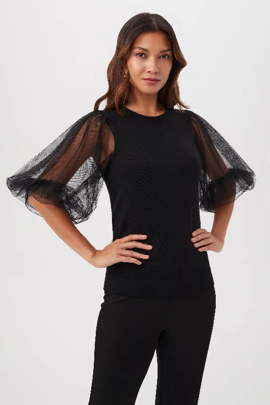 Rhea 3 Merino Wool Crewneck Sweater With Sheer Short Sleeves Lightweight Heavyweight Midweight Rhea 3 Merino Wool Crewneck Sweater With Sheer Short Sleeves Lightweight Heavyweight Midweight