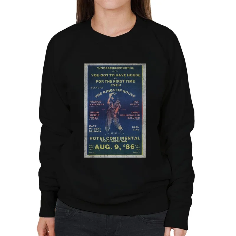 DJ International Kings Of House '86 Poster Women's Sweatshirt Hoodie with Neon Bright Vibrant DJ International Kings Of House '86 Poster Women's Sweatshirt Hoodie with Neon Bright Vibrant